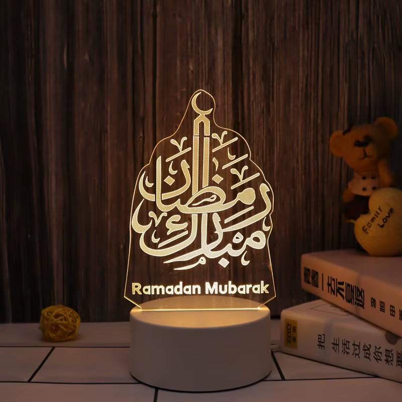 Ramadan Home Decoration 2026 USB Operated 3D LED Night Light Eid Mubarak Table Ornament Muslim Eid Al Adha Holiday Lighting