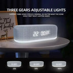 Alarm Clock Wireless Chargers Pad Phone Bedroom Lamp Night Light Desk Thermometer for Iphone 17 16 15 14 13 Fast Charging Dock
