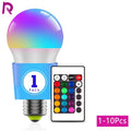 1-10Pcs LED RGB Bulb Remote Control Multicolor Lamps AC220V E27 Dimmable Lampada Bombilla Living Room Home Luminair for Home