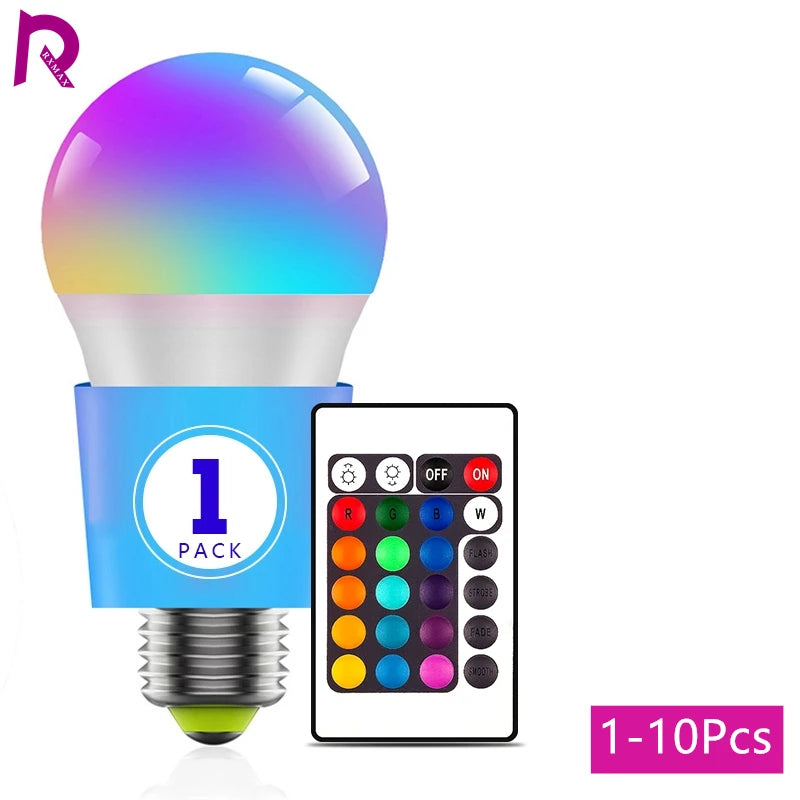 1-10Pcs LED RGB Bulb Remote Control Multicolor Lamps AC220V E27 Dimmable Lampada Bombilla Living Room Home Luminair for Home