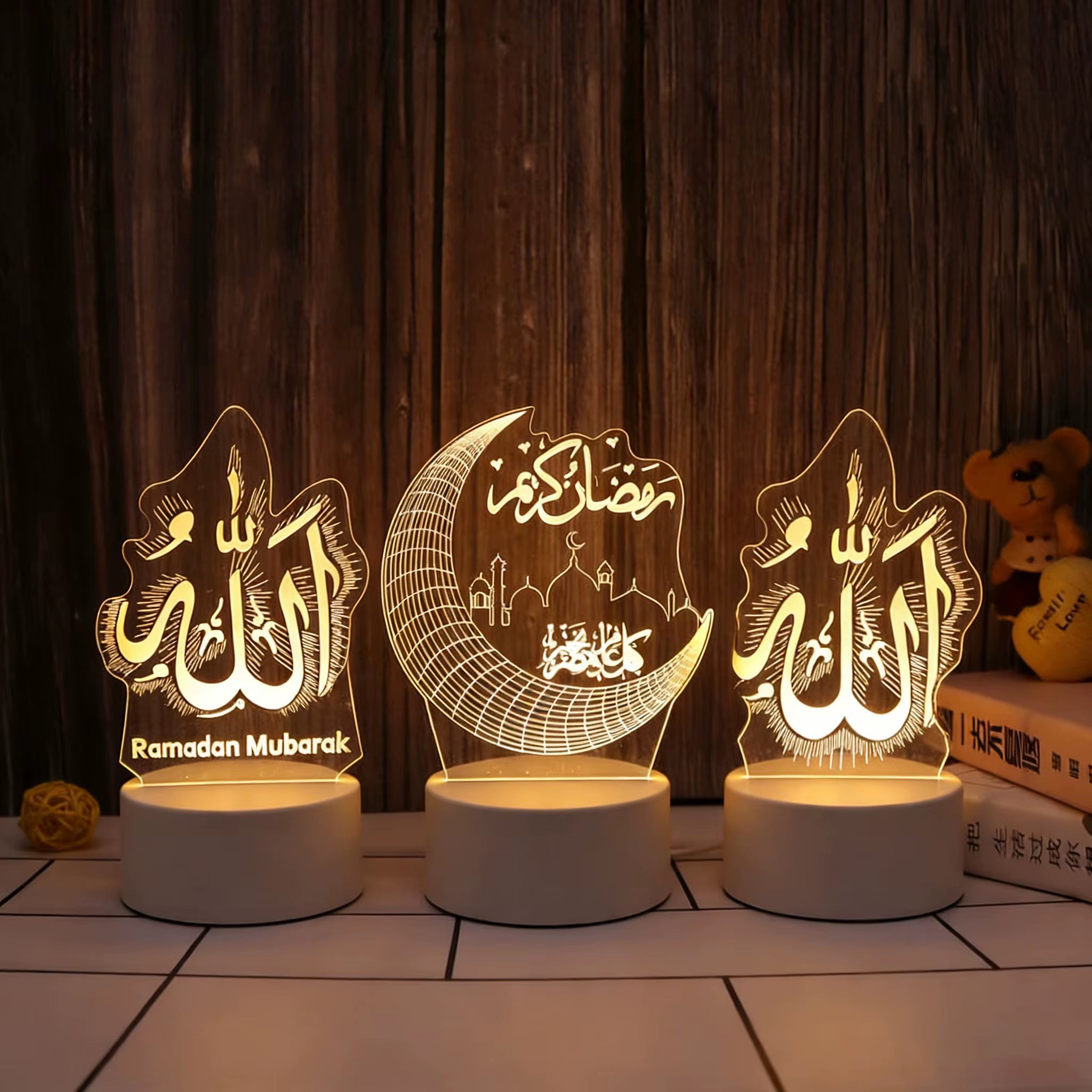 Ramadan Home Decoration 2026 USB Operated 3D LED Night Light Eid Mubarak Table Ornament Muslim Eid Al Adha Holiday Lighting