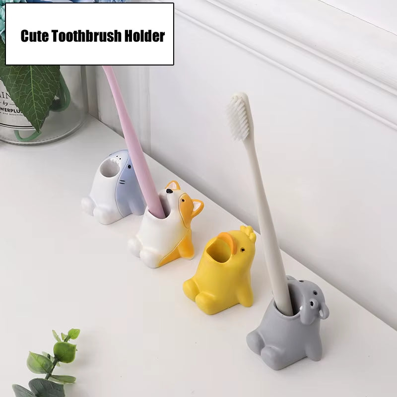 Mini Cute Toothbrush Holder Ceramics Multi-Function Storage Stand Makeup Pen Holder for Home Bathroom Decoration