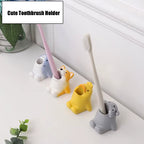 Mini Cute Toothbrush Holder Ceramics Multi-Function Storage Stand Makeup Pen Holder for Home Bathroom Decoration