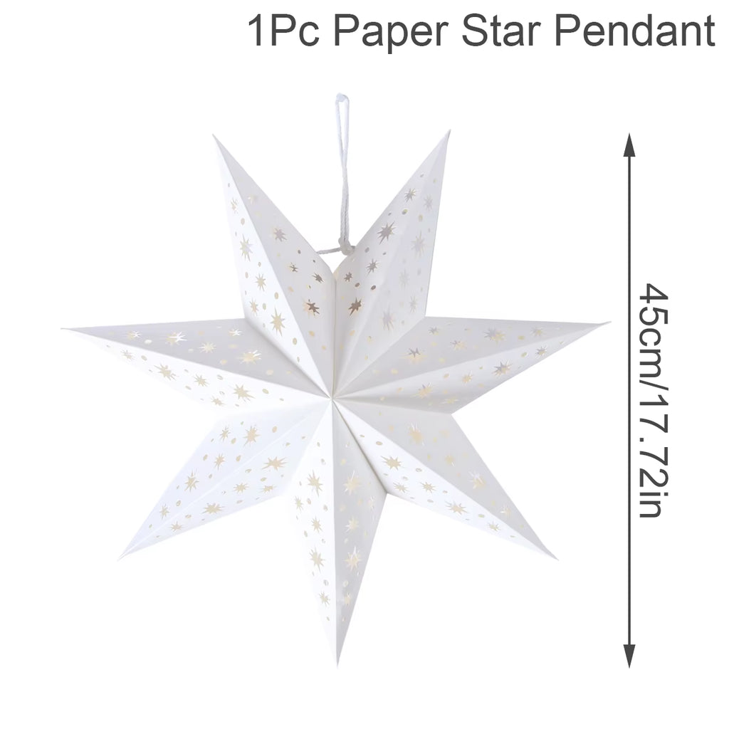 30-75CM Eid Mubarak Hollow Out Star Hanging Pendant Ramadan Decor for Home 2025 Islam Muslim Party Mubarak Eid Al Adha Kareem