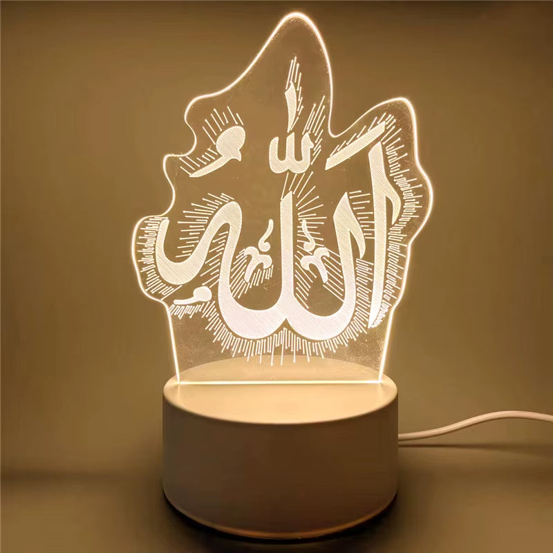 Ramadan Home Decoration 2026 USB Operated 3D LED Night Light Eid Mubarak Table Ornament Muslim Eid Al Adha Holiday Lighting