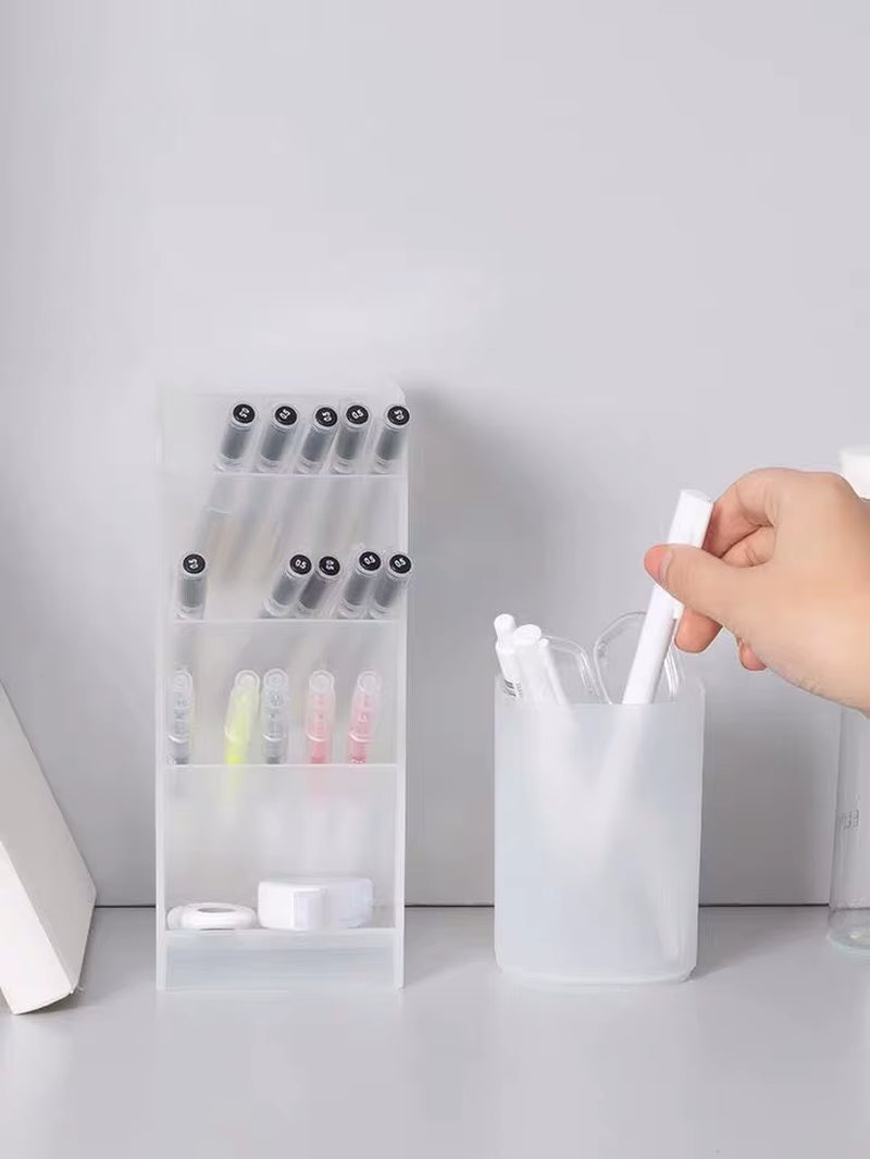 Creative Multifunctional 4 Grid Desktop Organizer Pen Holder Makeup Storage Box School Office Accessories Stationery