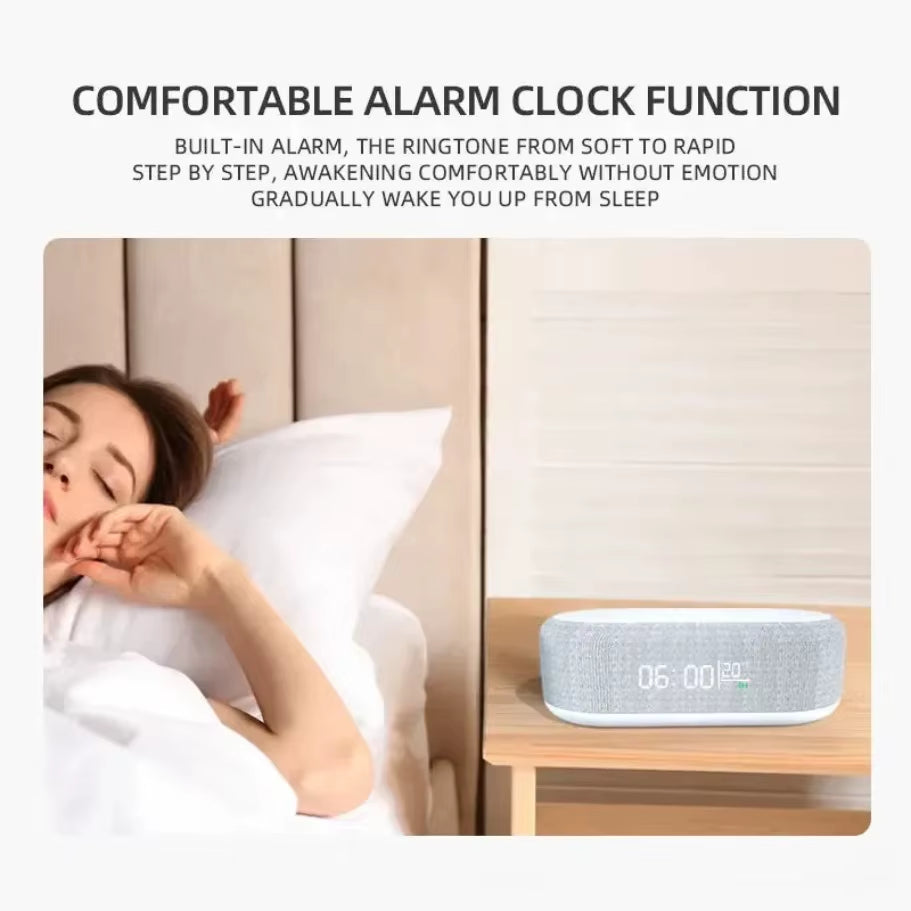 Alarm Clock Wireless Chargers Pad Phone Bedroom Lamp Night Light Desk Thermometer for Iphone 17 16 15 14 13 Fast Charging Dock