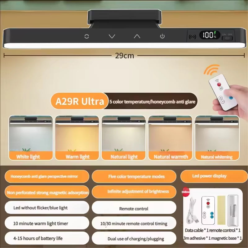 Touch Table Lamp Magnetic Desk Lamp Bulit-In Rechargeable Battery for Reading Cabinet Mirror Bedside Rechargeable Night Lights