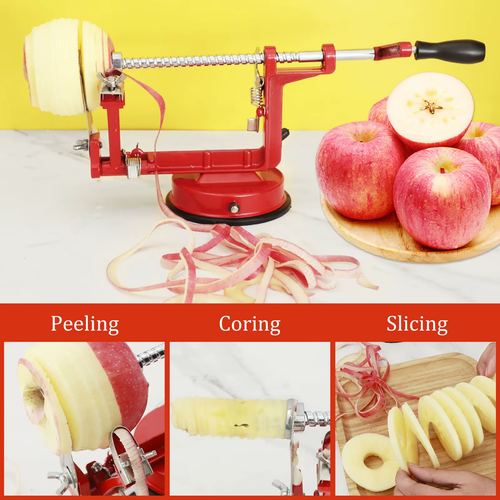 3 in 1 Fruit Peeler Machine Hand Crank Fruit Slicer Corer Apple Skin Cutter Peeling Tool Sharp Fruit Peel Remover Kitchen Gadget