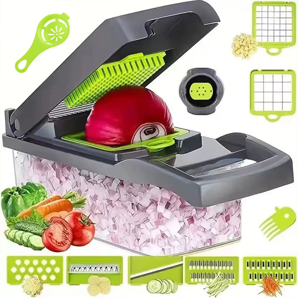 16 in 1 Multifunctional Vegetable Chopper Handle Food Grater Egg Liquid Separator Peeler Vegetable Slicer Dicer Kitchen Cutter