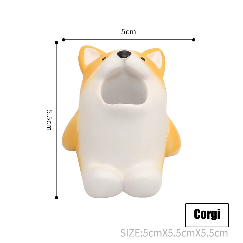 Mini Cute Toothbrush Holder Ceramics Multi-Function Storage Stand Makeup Pen Holder for Home Bathroom Decoration