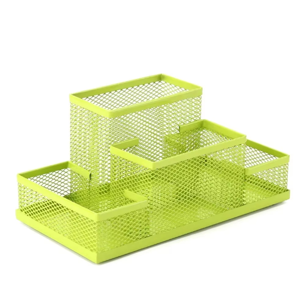 3/4 Grid Storage Box Metal Black Mesh Desk Top Table Organiser Stationary Card Tidy Metal Pen Holder Pencil File Storage Rack