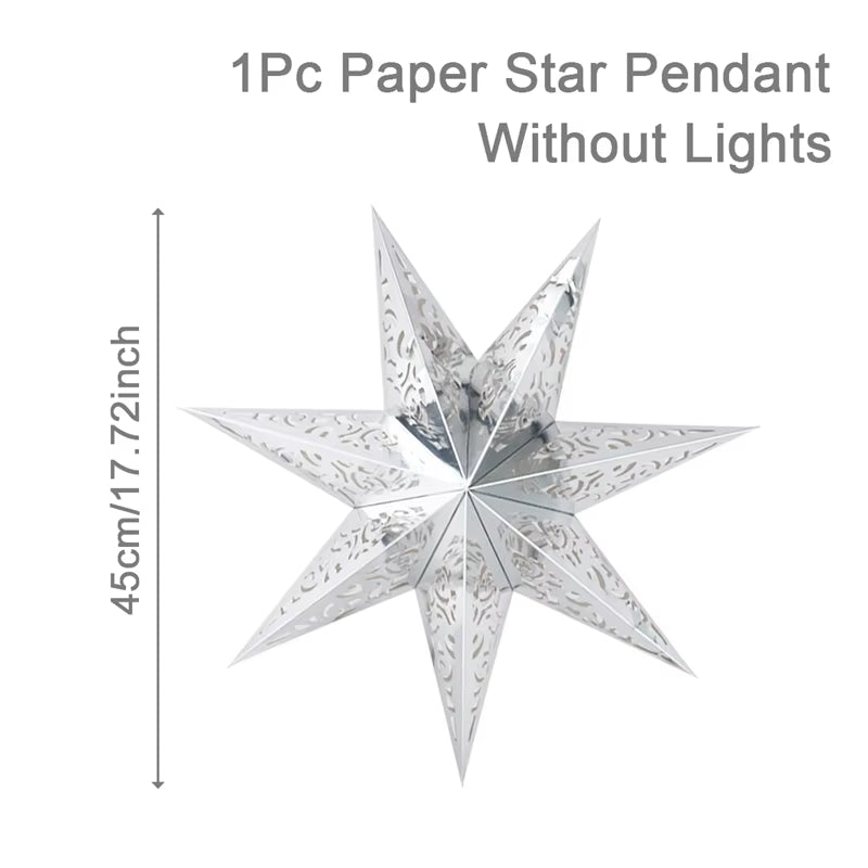 30-75CM Eid Mubarak Hollow Out Star Hanging Pendant Ramadan Decor for Home 2025 Islam Muslim Party Mubarak Eid Al Adha Kareem