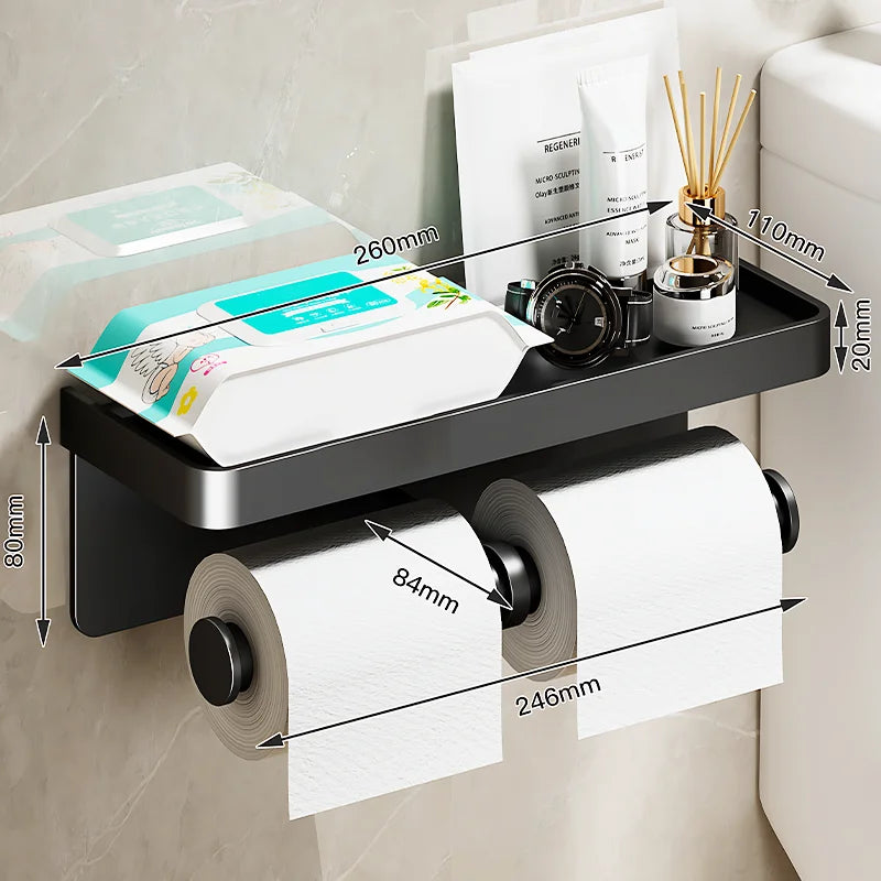 Toilet Paper Holder Wall-Mounted Aluminum Alloy Toilet Paper Holder Tissue Rack Bathroom Tissue Holder Bathroom Accessories