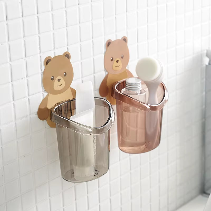 Bathroom Accessories Set Toothbrush Holder Toothpaste Storage Rack Wall Mount Toothbrush Cup Rack Toothbrush Stand for Child