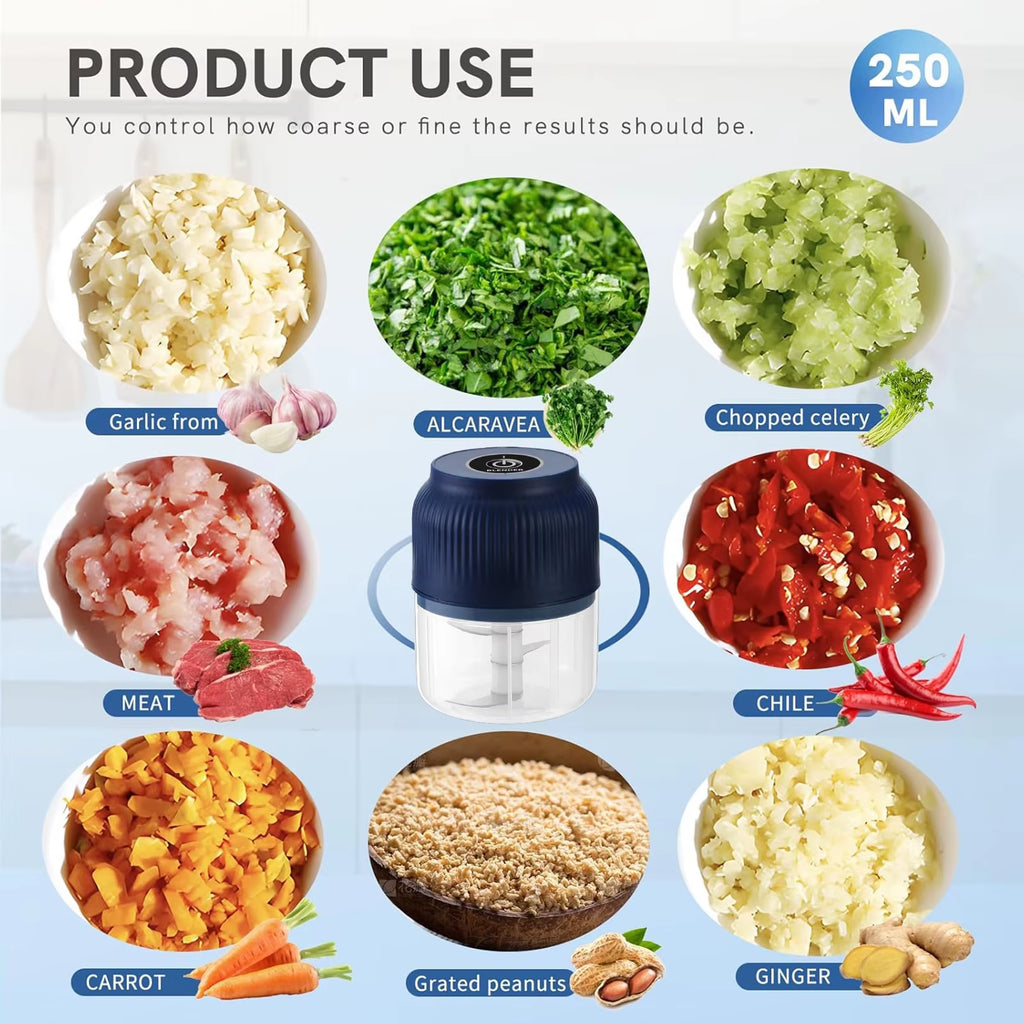 250Ml Electric Mini Garlic Chopper USB Meat Grinder Kitchen Tool for Crushing Garlic Ginger Vegetables Housing Warming Gift Idea