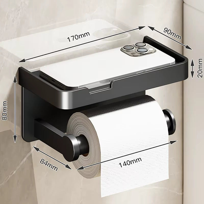 Toilet Paper Holder Wall-Mounted Aluminum Alloy Toilet Paper Holder Tissue Rack Bathroom Tissue Holder Bathroom Accessories