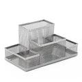 3/4 Grid Storage Box Metal Black Mesh Desk Top Table Organiser Stationary Card Tidy Metal Pen Holder Pencil File Storage Rack