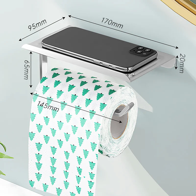 Toilet Paper Holder Wall-Mounted Aluminum Alloy Toilet Paper Holder Tissue Rack Bathroom Tissue Holder Bathroom Accessories