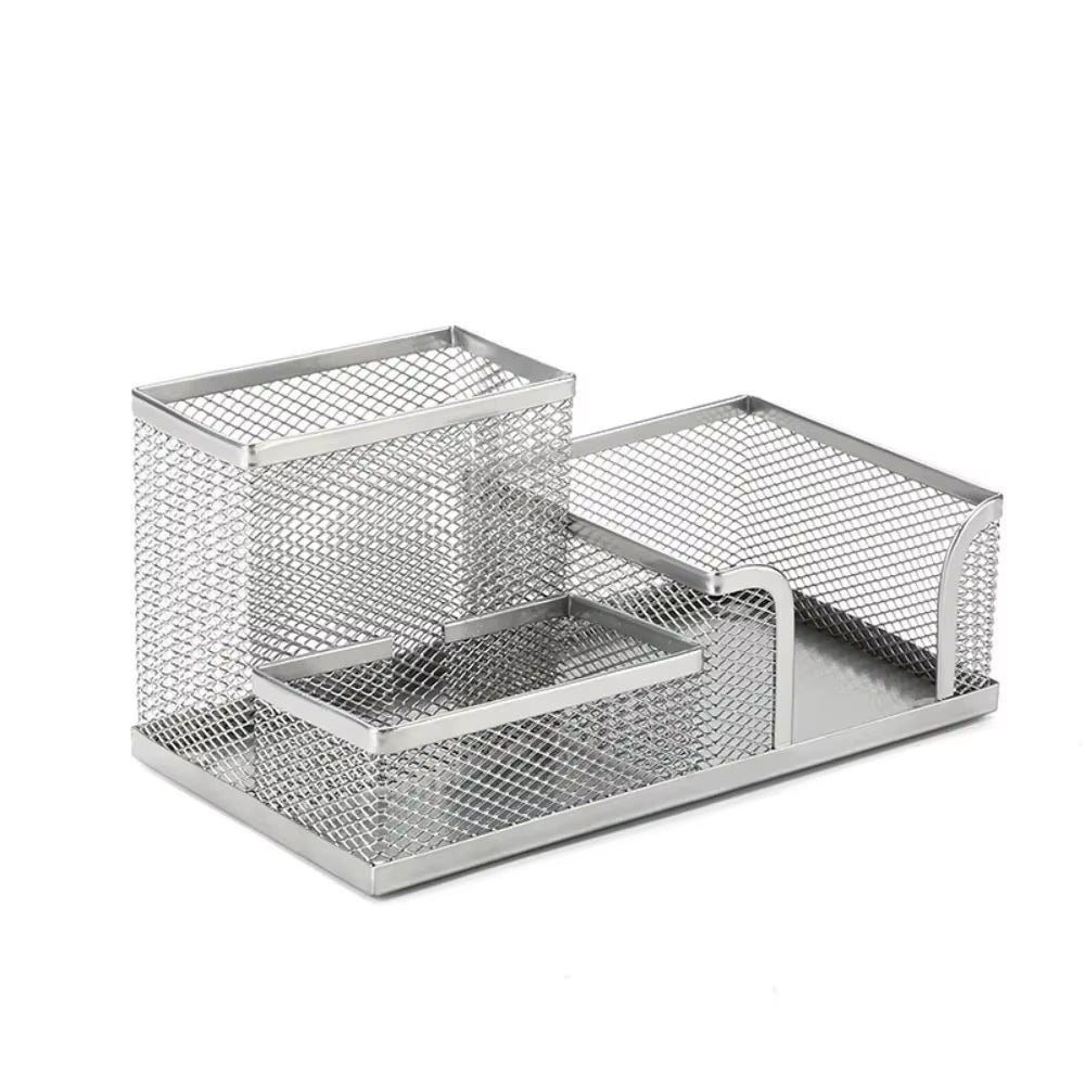 3/4 Grid Storage Box Metal Black Mesh Desk Top Table Organiser Stationary Card Tidy Metal Pen Holder Pencil File Storage Rack