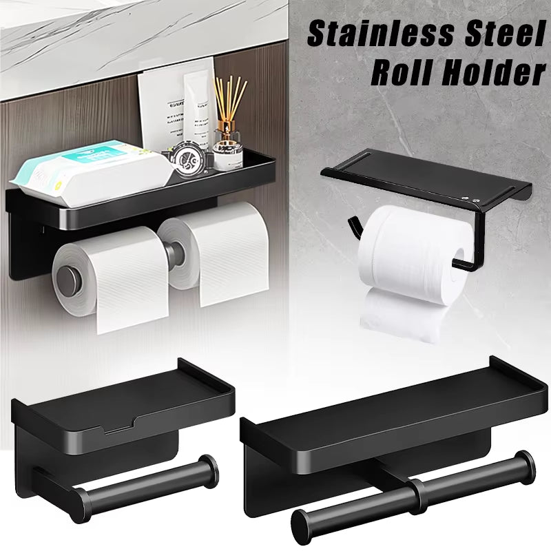 Toilet Paper Holder Wall-Mounted Aluminum Alloy Toilet Paper Holder Tissue Rack Bathroom Tissue Holder Bathroom Accessories