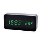 Wooden Digital Alarm Clock, LED Alarm Clock with Temperature Desk Clocks for Office,Bedside Clock