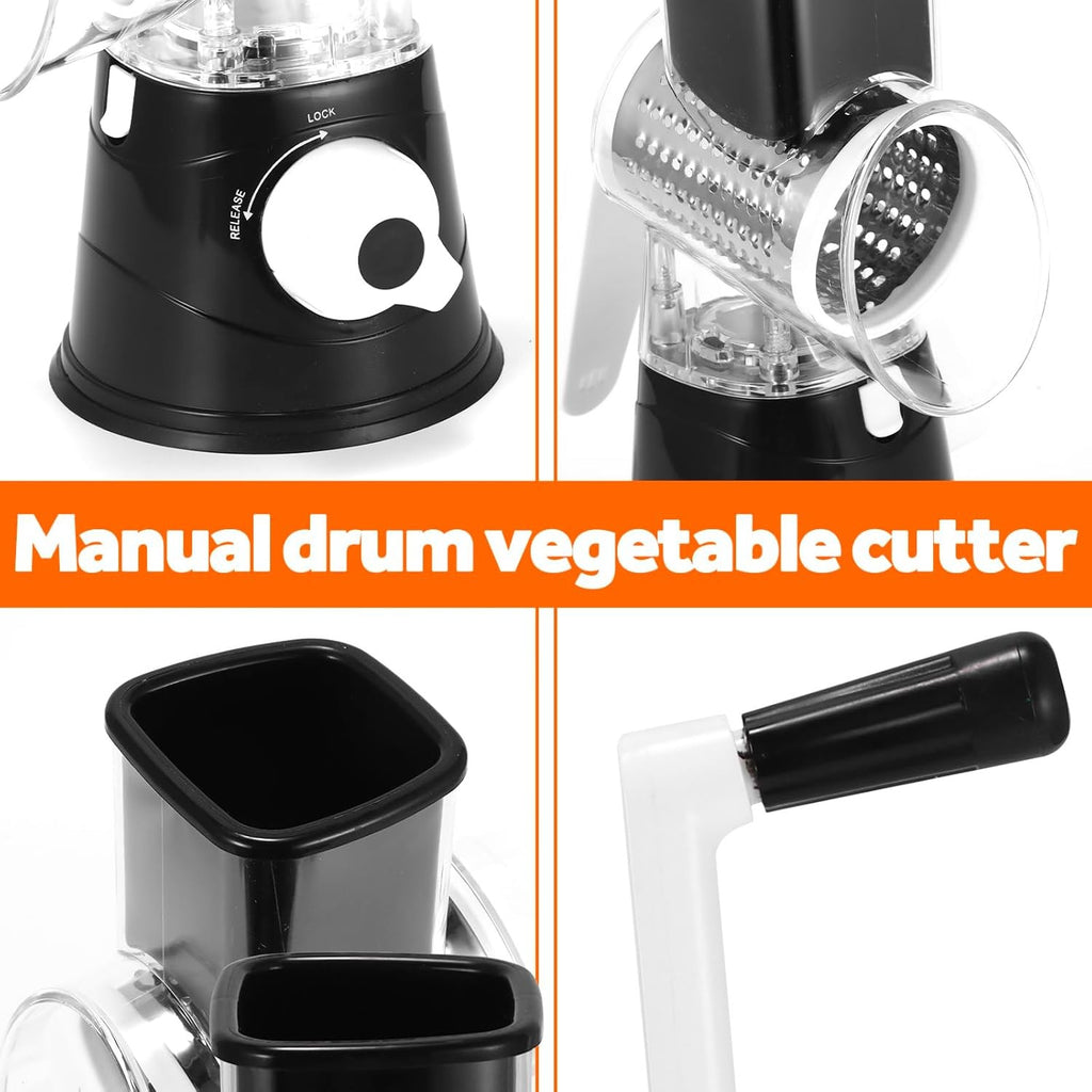 Küchen Gemüsehobel Reibemühle Salatschneider Reibe Slicer+3 Edelstahl Trommeln