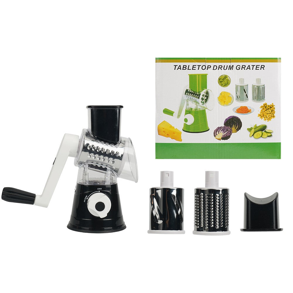 Küchen Gemüsehobel Reibemühle Salatschneider Reibe Slicer+3 Edelstahl Trommeln