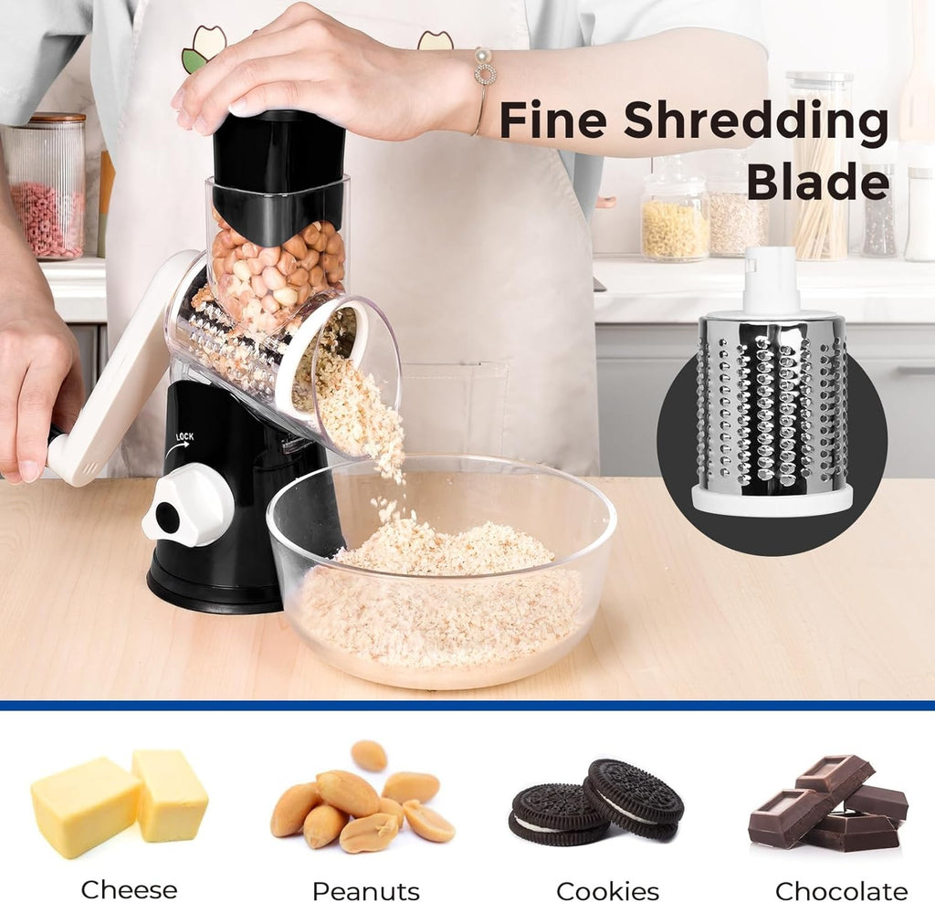 Küchen Gemüsehobel Reibemühle Salatschneider Reibe Slicer+3 Edelstahl Trommeln