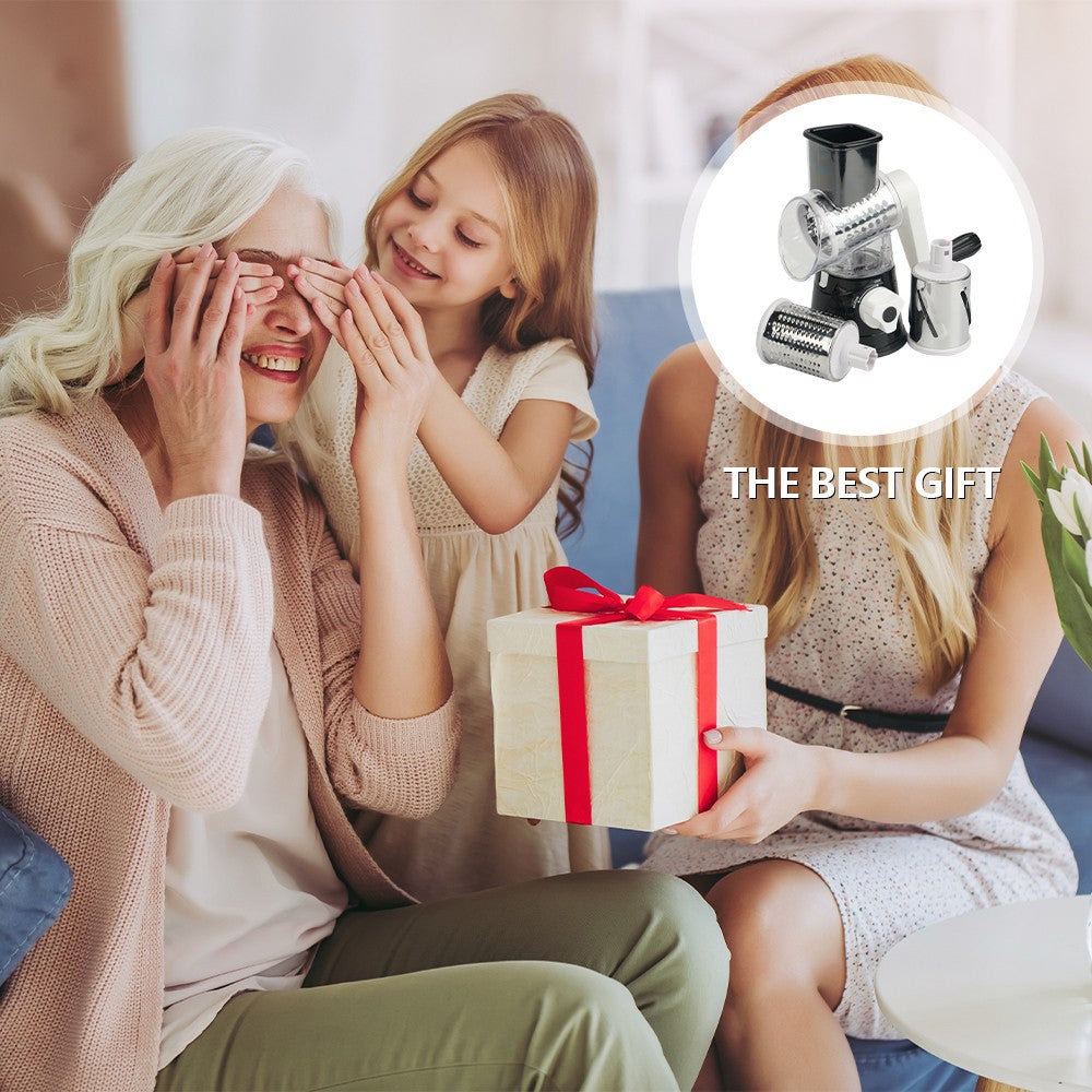 Küchen Gemüsehobel Reibemühle Salatschneider Reibe Slicer+3 Edelstahl Trommeln