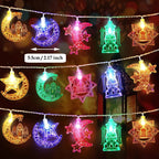 Eid Mubarak Moon Star LED String Light Eid Islamic Muslim Party Supplies Kareem Ramadan Decoration for Home Eid Al-Fitr Ornament