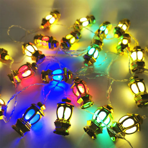 1Bag EID Umrah Mubarak Palace LED String Lights Ramadan Kareem Lamp Garland Muslim Islamic Eid Al-Fitr Home Party Decoration