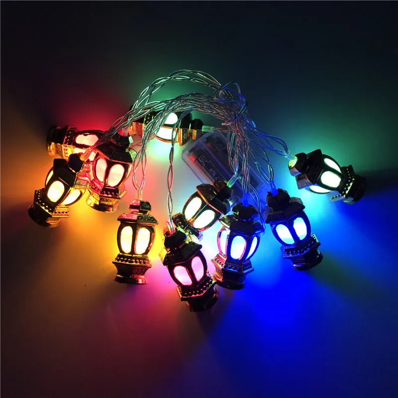1Bag EID Umrah Mubarak Palace LED String Lights Ramadan Kareem Lamp Garland Muslim Islamic Eid Al-Fitr Home Party Decoration