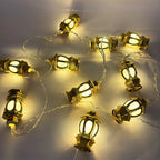 1Bag EID Umrah Mubarak Palace LED String Lights Ramadan Kareem Lamp Garland Muslim Islamic Eid Al-Fitr Home Party Decoration
