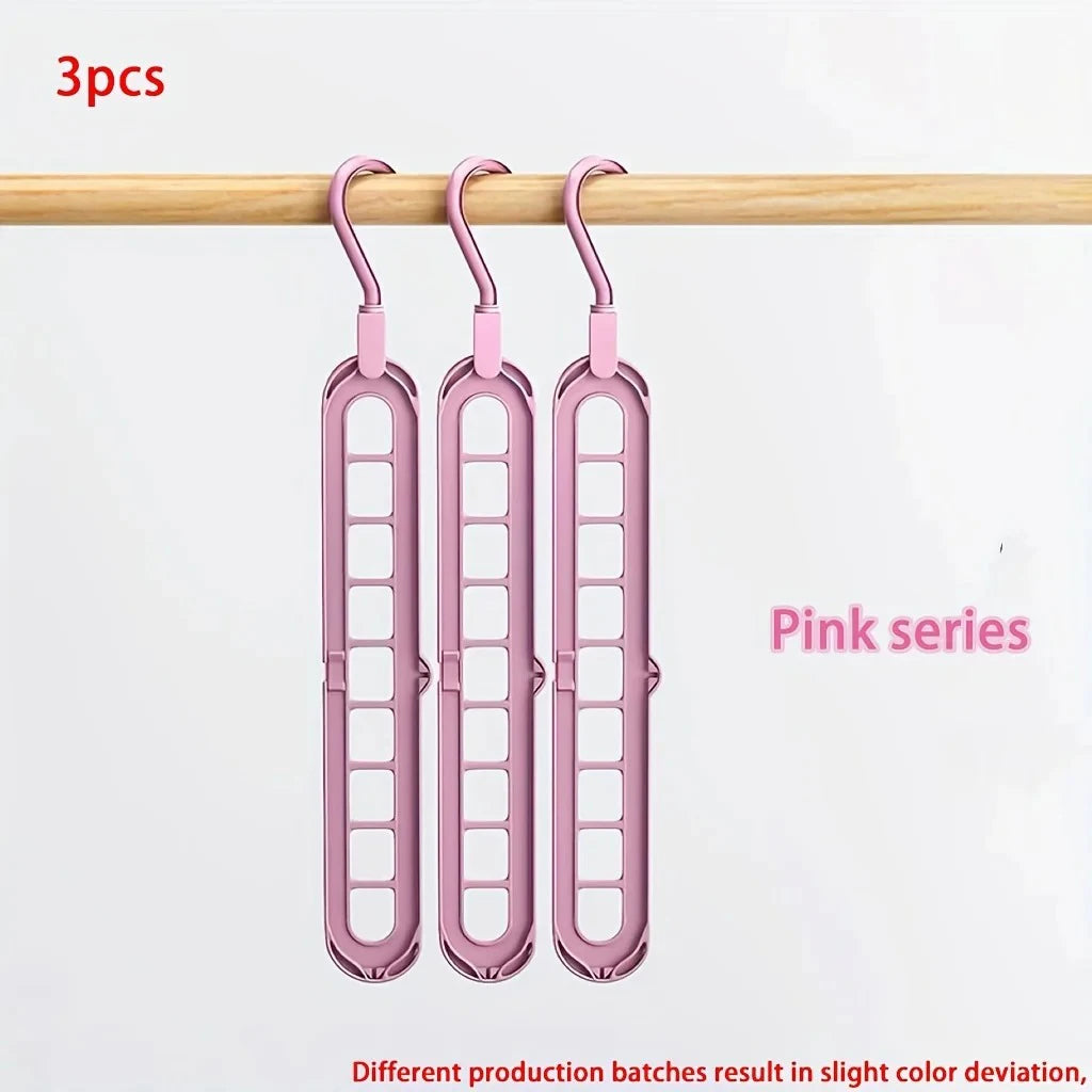 Plastic Multifunctional Hangers Heavy Duty Space Saving 9 Holes Clothes Organizer for Bedroom Cabinet Wardrobe Home Storage Use