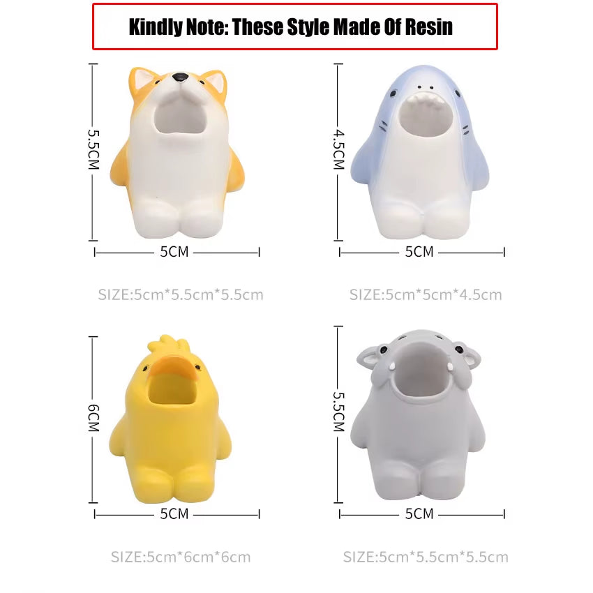 Mini Cute Toothbrush Holder Ceramics Multi-Function Storage Stand Makeup Pen Holder for Home Bathroom Decoration