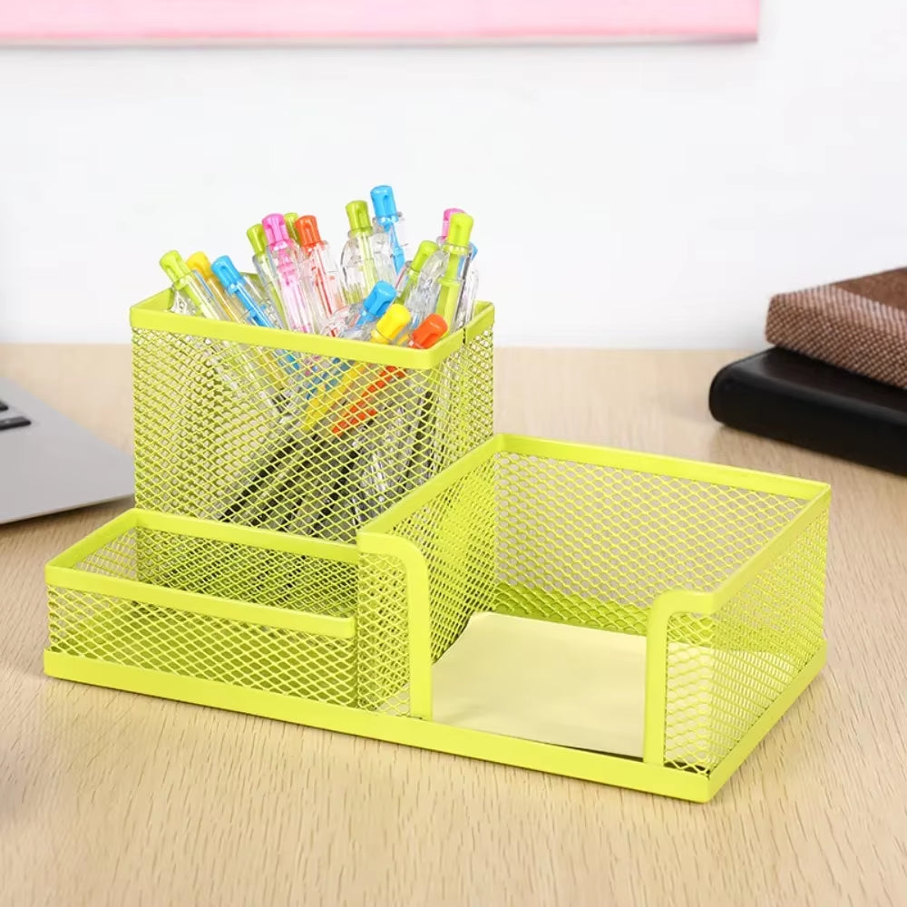 3/4 Grid Storage Box Metal Black Mesh Desk Top Table Organiser Stationary Card Tidy Metal Pen Holder Pencil File Storage Rack