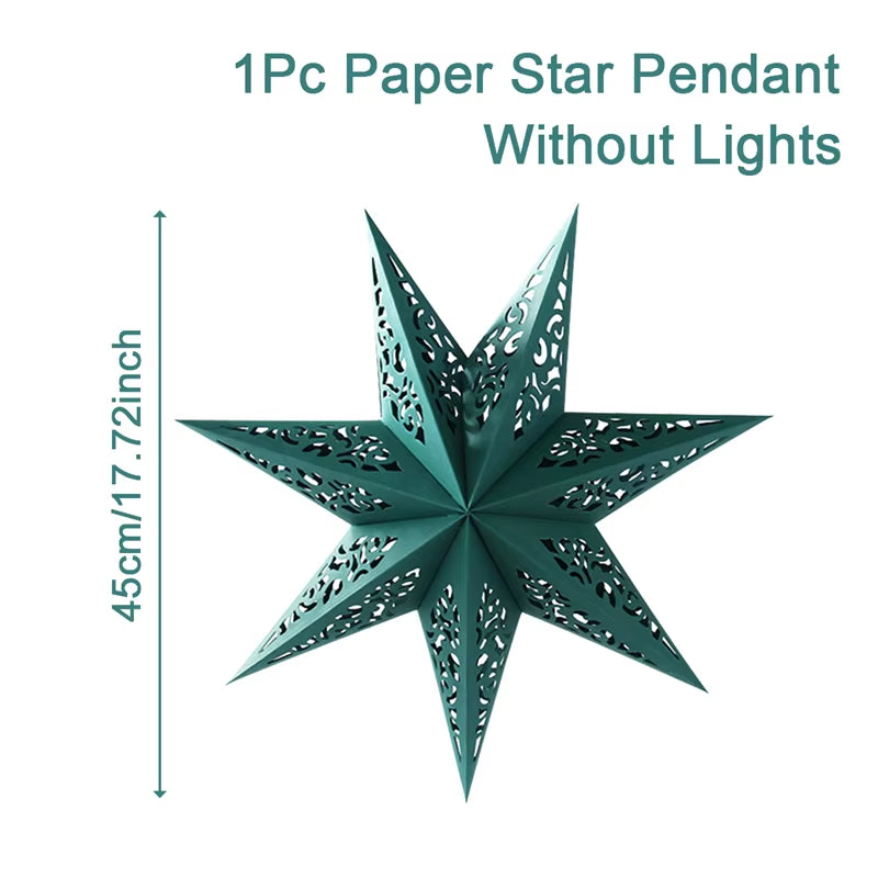 30-75CM Eid Mubarak Hollow Out Star Hanging Pendant Ramadan Decor for Home 2025 Islam Muslim Party Mubarak Eid Al Adha Kareem