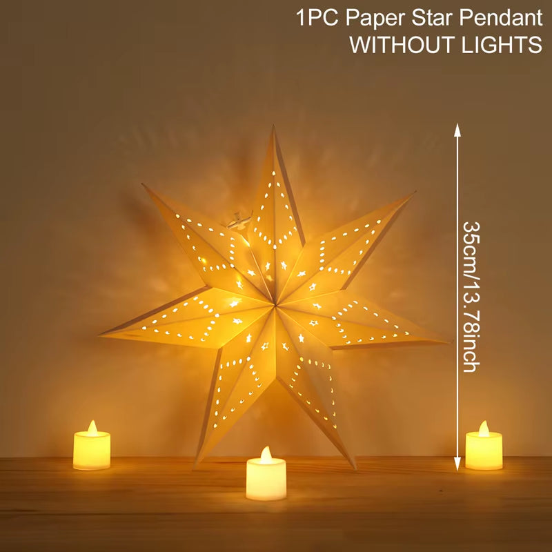 30-75CM Eid Mubarak Hollow Out Star Hanging Pendant Ramadan Decor for Home 2025 Islam Muslim Party Mubarak Eid Al Adha Kareem