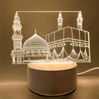 Ramadan Home Decoration 2026 USB Operated 3D LED Night Light Eid Mubarak Table Ornament Muslim Eid Al Adha Holiday Lighting
