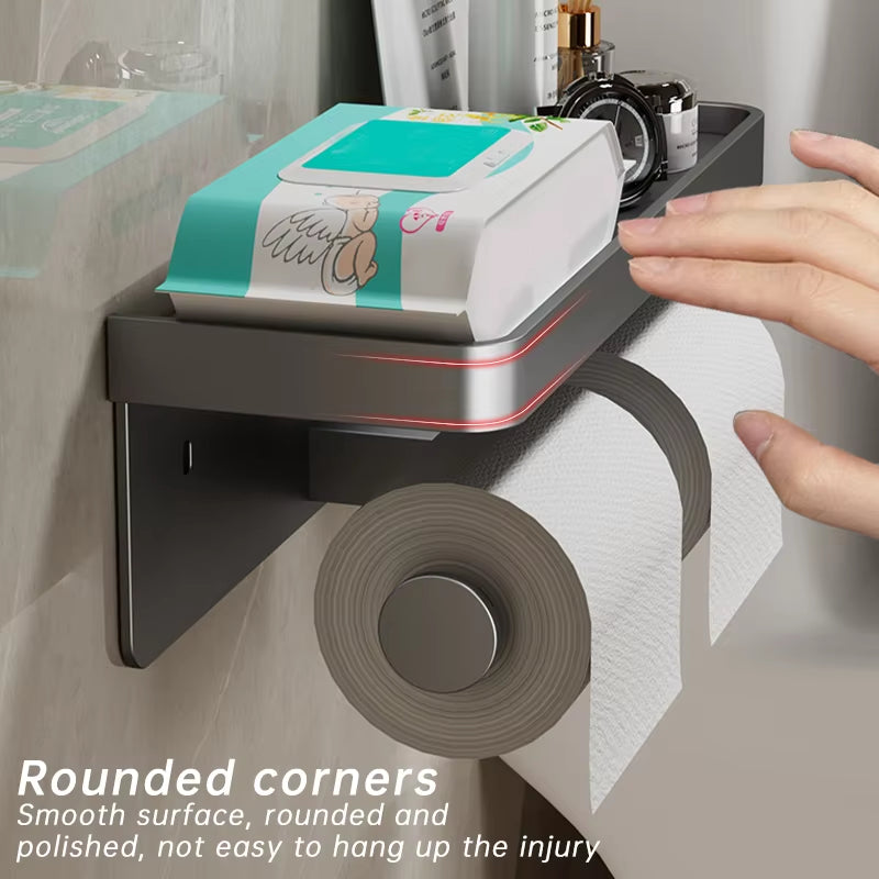 Toilet Paper Holder Wall-Mounted Aluminum Alloy Toilet Paper Holder Tissue Rack Bathroom Tissue Holder Bathroom Accessories