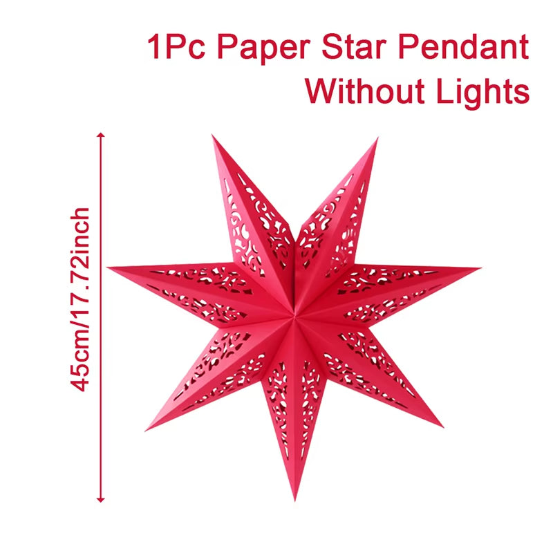 30-75CM Eid Mubarak Hollow Out Star Hanging Pendant Ramadan Decor for Home 2025 Islam Muslim Party Mubarak Eid Al Adha Kareem