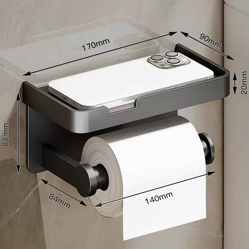 Toilet Paper Holder Wall-Mounted Aluminum Alloy Toilet Paper Holder Tissue Rack Bathroom Tissue Holder Bathroom Accessories