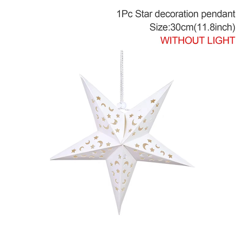 30-75CM Eid Mubarak Hollow Out Star Hanging Pendant Ramadan Decor for Home 2025 Islam Muslim Party Mubarak Eid Al Adha Kareem