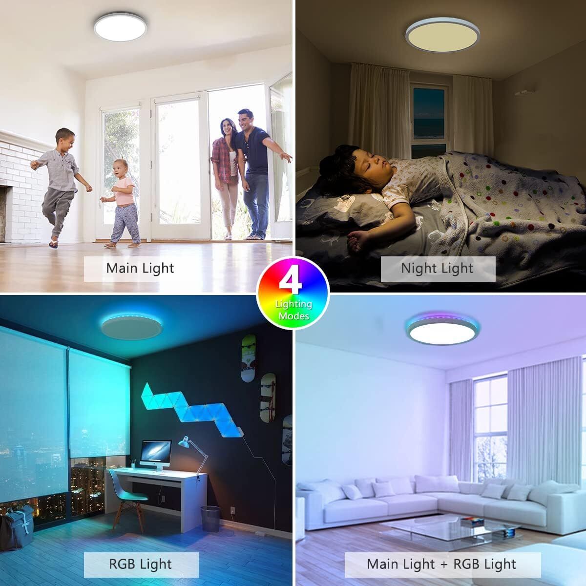 28W RGB LED Deckenleuchte Deckenlampe Dimmbar Mit Fernbedienung Wohnzimmer Lampe