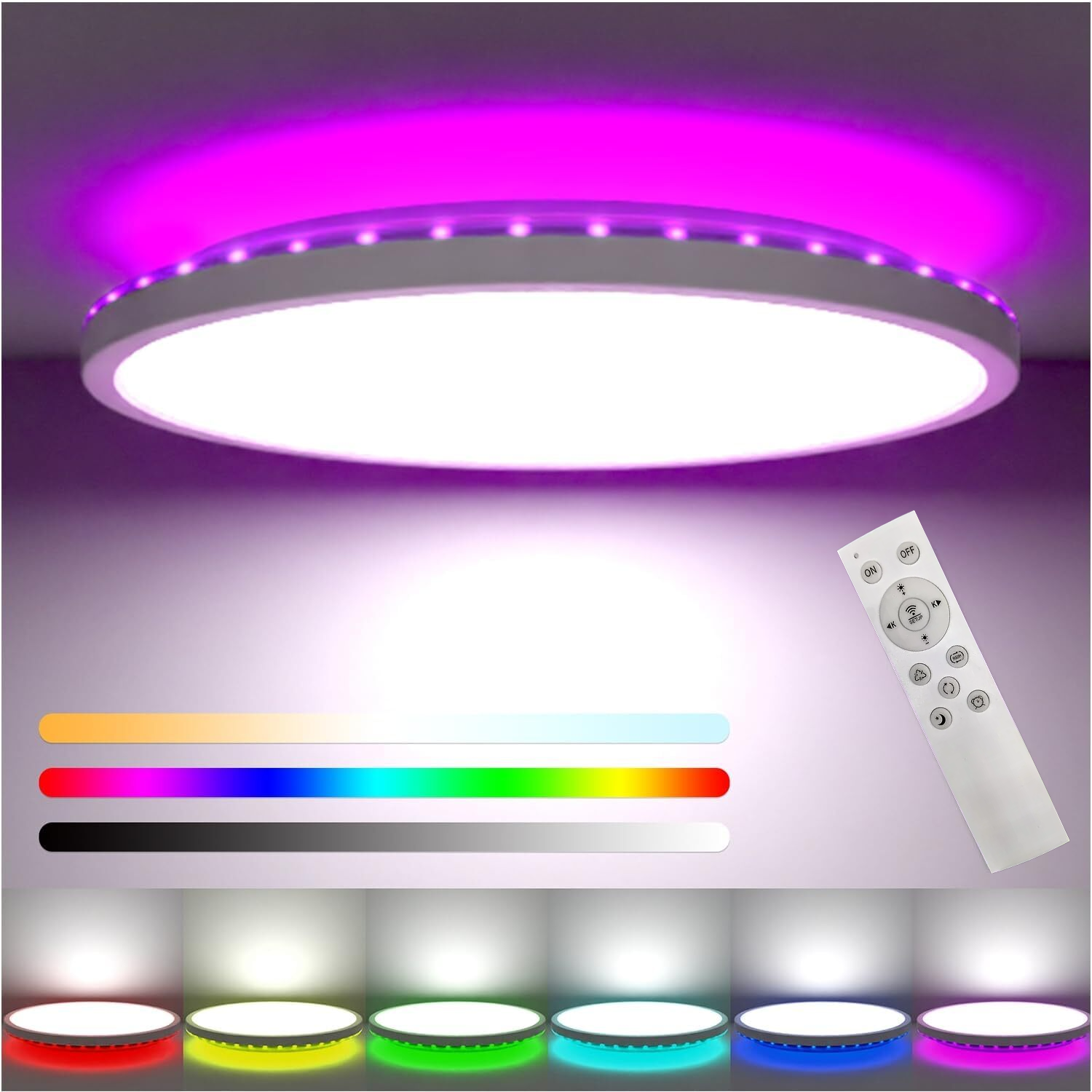 28W RGB LED Deckenleuchte Deckenlampe Dimmbar Mit Fernbedienung Wohnzimmer Lampe