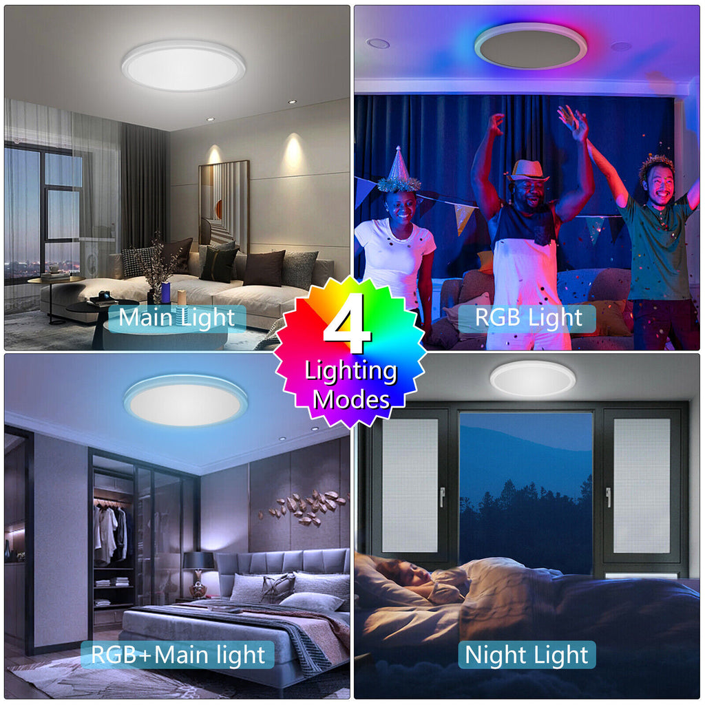 28W RGB LED Deckenleuchte Deckenlampe Dimmbar Mit Fernbedienung Wohnzimmer Lampe
