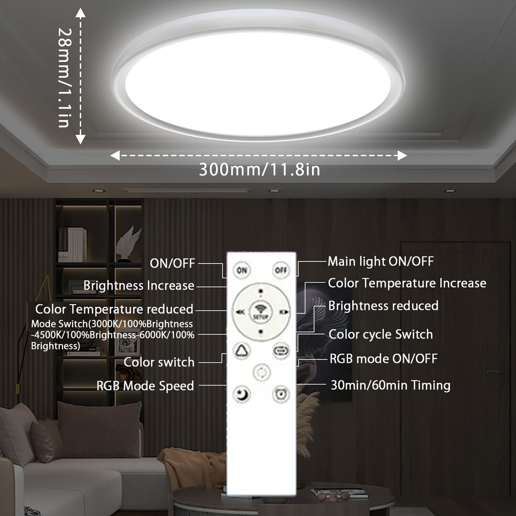 28W RGB LED Deckenleuchte Deckenlampe Dimmbar Mit Fernbedienung Wohnzimmer Lampe