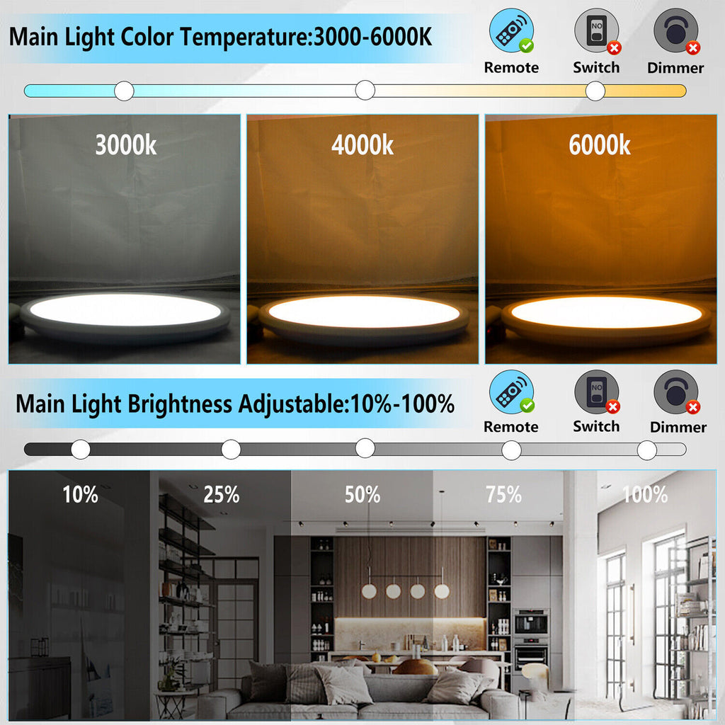 28W RGB LED Deckenleuchte Deckenlampe Dimmbar Mit Fernbedienung Wohnzimmer Lampe